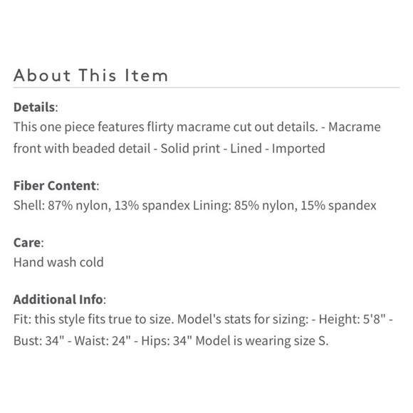 DOLCE Vita Beaded Macrame Cutout Swimsuit - Picture 8 of 9